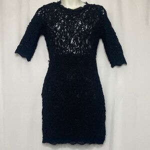 Elegant Black Lace Long Sleeve Dress